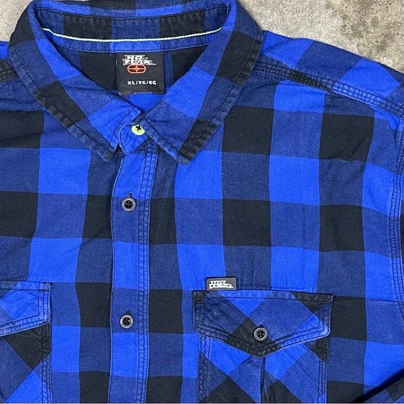 Vintage No Fear Embroidered Button Up Flannel Y2K - Picture 2 of 11